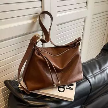 Light Luxury Niche Large Capacity Bag for Women 2025 New Summer High-Grade Super Hot Commuter Bag Shoulder Tote Bag Brown