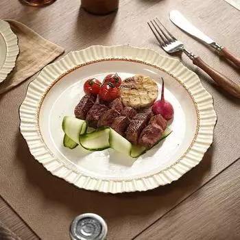Light Luxury Retro Ceramic Plates High End Restaurants Pasta Steak Plate Delicious Home Dishes Salad Plate Exquisite Tableware