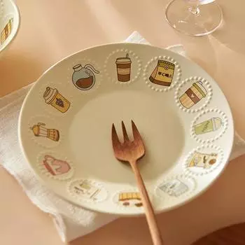 Light Luxury Round Ceramic Plates Tableware Hotel Dinner Plate Exquisite Fruits Salad Plate Household Delicious Ramen Bowls