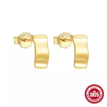 Light Luxury S925 Sterling Silver Geometric Cross Micro-Inlaid C-Shaped Personality Metal Temperament Earrings Earrings Ear Hooks 925 Silver