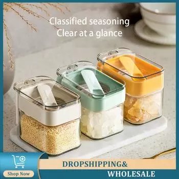 Light Luxury Seasoning Tank Durable Materials Convenient Storage Multipurpose Best Selling Glass Popular Choice Seasoning Box зелёный