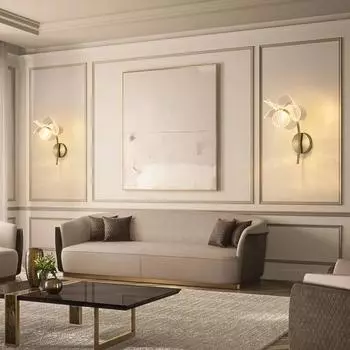 Light Luxury Simple Creative Led Net Celebrity Wall Lamp Bedroom Bedside Wall Lamp Living Room Flower Acrylic TV Wall Lamp 3 color light