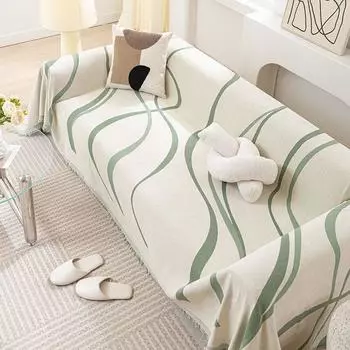 Light luxury Sofa Cover Universal Four Seasons Chenille Sofa Cushion Anti-cat Scratching Double-sided Usable Anti-slip full cove 180x130cm зелёный