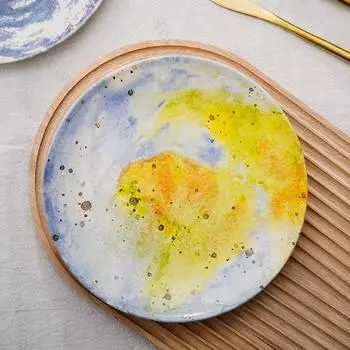 Light Luxury Style Colour Ceramic Plates Restaurant Desserts Salad Plate Delicious Dishes Plate Creative Household Tableware