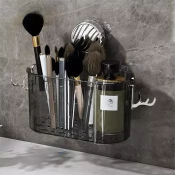 Light Luxury Suction Cup Shower Shelf Save Space Draining Basket Holder Cosmetics чёрный