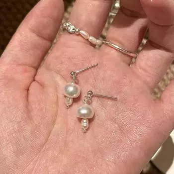 Light luxury sweet mushroom pearl stud earrings women s niche design sense high-end versatile fashion earrings earrings copper