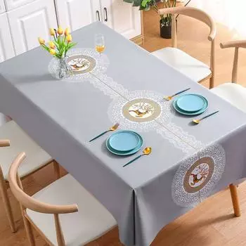 Light Luxury Tablecloth Waterproof And Oil-Proof Leave-In Pvc Tablecloth Wind Dining Table Mat Coffee Table Cloth 140*140cm
