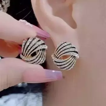 Light Luxury Temperament Fancy Internet Celebrity Anti-Allergy Female Stud Earrings Black