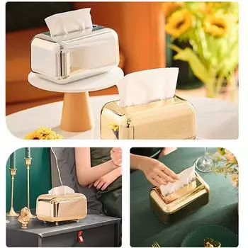 Light Luxury Tissue Box Creative Napkin Holder Ornament Versatile Paper Pumping Box Paper Napkin Organizer for Living Room золотой