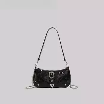 Легкая роскошная винтажная популярная сумка подмышкой из искусственной кожи с рисунком бабочки, новый крутой стиль, сумка через плечо на одну цепочку