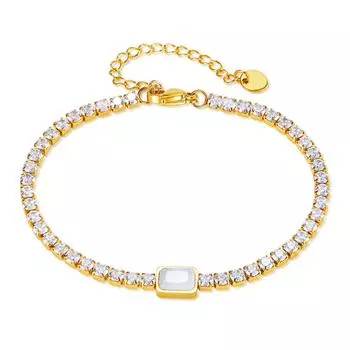 Light Luxury Zircon Chain Bracelet ,High -End Stainless Steel Gold -Plated Bracelet For Women