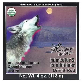 Light Mountain, натуральная краска для волос и кондиционер, ярко-красный, 4 унции (113 г)