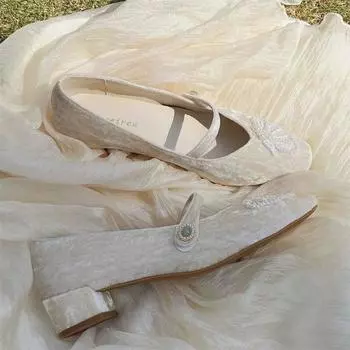 Light Mouth New Retro Summer Women Gentle Style High Heels Comfortable Simple Light Mouth Basic Style Light Mouth Solid Color 35 бежевый