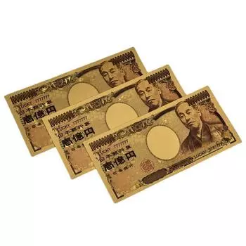 LIGHT PLANET Золотая купюра 100 миллионов иен Набор из 3 копий Улучшает денежную удачу Золотой фен-шуй Амулет удачи в деньгах Предмет удачи Денежная купюра удачи