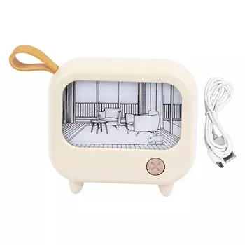 Light Up Painting Night Light TV Shaped 2 Lighting Modes USB Rechargeable Portable Table Bedside жёлтый