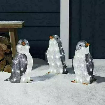 Light-Up Penguin Christmas DecorationPenguin Christmas Decoration Yard Ornaments 3 pieces without li