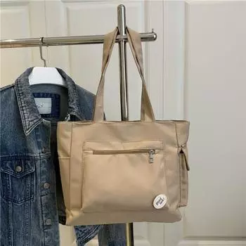 Light Weight Large Capacity Tote Bag Solid Color Student Handbag Women s Shoulder Bag Commuting