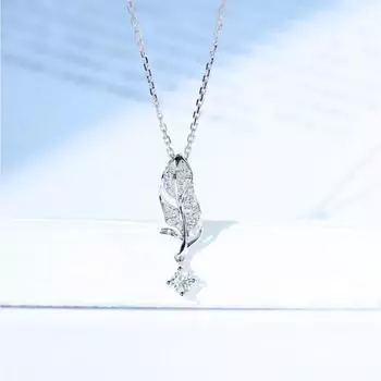 Light White Feather Necklace Small Feather Collarbone Chain
