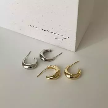Серьги-гвоздики из металла C-образной формы в стиле легкого ветра, женские, холодный нишевый стиль, ретро-личность, простые и универсальные серьги с темпераментом
