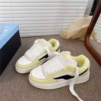 Light yellow color scheme Guochao niche bread shoes women s tide autumn new student versatile casual women s board shoes 35