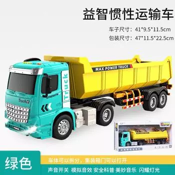 Lighting And Sound Effects Inertial Container Truck, Children S Transporter Simulation Plastic Tractor Car Model Toy Car