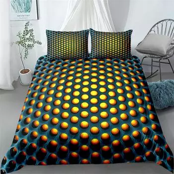 Lighting Honeycomb Orange Bedding Set Single Twin Double Queen King Cal King Size Bed Linen Set EU single(135x200cm)