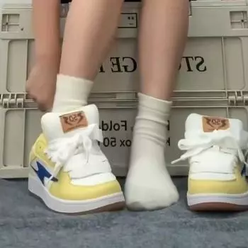 Желтые туфли Lightning Bread женские 2024 года, осень, новые, высококачественные, универсальные, повседневные, спортивные, для скейтбординга, женская обувь 35 лимонно-желтый