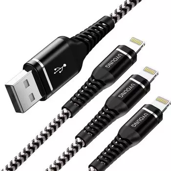 Lightning Cable iPhone Charging Cable 2M Set of 3 Lightning Heavy Duty USB Quick Charging Cord Apple iPhone 6s s compatible 14/13/12/11/