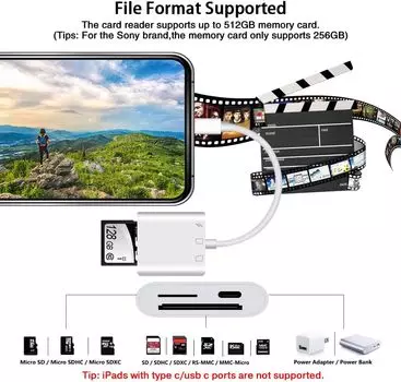 Lightning для SD-картридера для iPhone 12 11 13 14 15 Pro Max адаптер карты памяти камера SD-карта адаптер для iPhone iPad MacBook