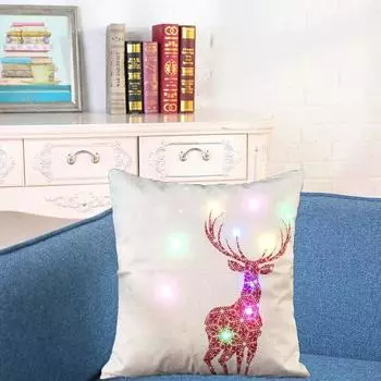 Lights Led Christmas Linen Pillow Case Cushion Cover Home Decor Bed Case Sofa Style9