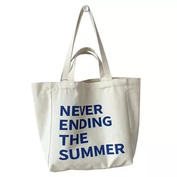 Lightweigh Literary Canvas Shoulder Bag Soft Woman Shoulder Bag Letter Print Tote Bag Work