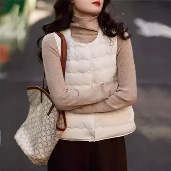 Lightweight 90 white duck down vest women s 2024 autumn and winter new warm outer wear vest vest vest vest down liner S белый