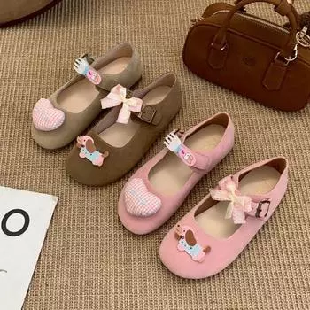 Lightweight and breathable cute flat-bottomed shallow-mouth single shoes for women s 2025 new spring and autumn with skirt round head soft-soled Ma 35 бежевый