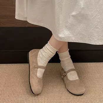 Lightweight and breathable retro French flat-soled single shoes women s 2025 new spring versatile one-pedal Mary Jane single shoes 35 розовый