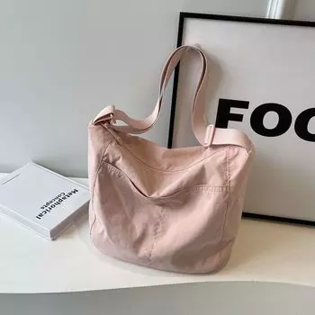 Lightweight and Large Capacity Bag Casual Easiest for Match Abrasion Resistant Oxford Cloth Shoulder Bag Work Clothing Crossbody Bag Nylon Cloth Bag Pink