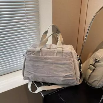 Lightweight bag women s large-capacity handbag canvas short business trip tote bag men s versatile shoulder messenger bag бежевый