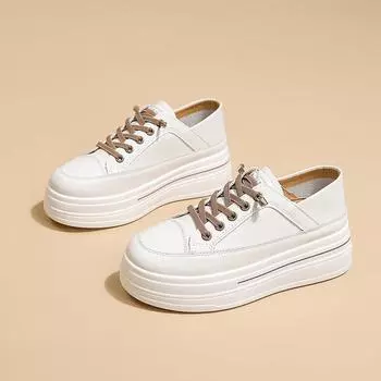 Lightweight casual explosion Small inner height-increasing women s shoes Autumn new thick-soled one-pedal casual little white shoes 35
