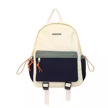 Lightweight Commuter Backpack College Style Large Capacity Schoolbag Women s Contrast Color Backpack Small чёрный/белый