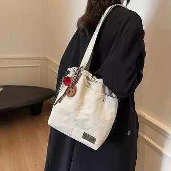 Lightweight Commuter Bag Women s Shoulder Bag Large Capacity Tote Bag бежевый