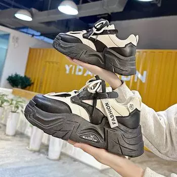 Легкие женские туфли для папы подчеркивают маленькую ножку, очень горячая осенью, новая универсальная спортивная обувь на толстой подошве, увеличивающая рост для женщин 35