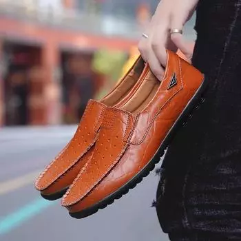 Легкая, прочная, модная, удобная, нескользящая, кожаная повседневная обувь для мужчин, идеальная для всех сезонов, подходящая для всех случаев US 4(EUR 37) чёрный