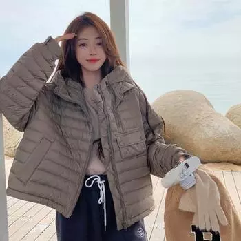 Lightweight Hooded Short Down Jacket 2025 Women S New Winter Loose Large Size White Duck Down S