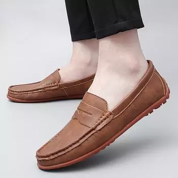 Lightweight Male Comfortable Casual Shoe 2024 New Arrival Outdoor Men s Walking Shoes Genuine Leather Fashion Mens Soft Loafers 38 чёрный