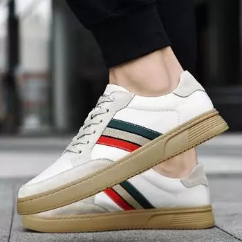 Lightweight Men Casual Shoes Genuine Leather Lace-Up Skate Shoes Men Fashion High Quality Driving Shoes Minimalist School Shoes 38 чёрный