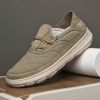 Lightweight Men Casual Shoes Non-Slip Outdoor Men s Loafers Breathable Slip on Male Driving Shoes Simple Comfy Canvas Footwear 38 бежевый
