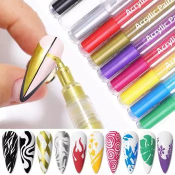 Lightweight Nail Drawing Pen Professional Useful Liner Painting UV Gel Extension чёрный