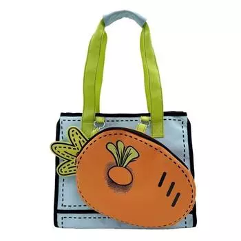 Lightweight Nylon Tennis And Badminton Carrot Tote Cartoon Handbag Pattern