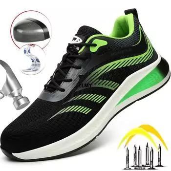 Легкая защитная обувь для мужчин, кроссовки со стальным носком, противоударные рабочие ботинки, модная мужская рабочая обувь, защитная обувь 37