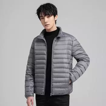 Lightweight Short Down Jacket Men s Hooded Jacket Winter Fashion Stand-Up Jacket White Duck Down Men s Clothing M