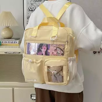 Легкая сумка через плечо, студенческая сумка через плечо, женский рюкзак с цветными блоками чёрный